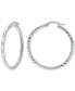 Фото #1 товара Textured Medium Hoop Earrings in Sterling Silver, 30mm, Created for Macy's