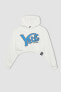 Coool Yale University Oversize Fit Kapüşonlu Crop Sweatshirt C3092ax24sp