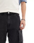 ADPT loose fit denim cargo shorts in washed black Schwarze Jeans, XL - фото #2