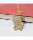 Yellow IP-plated Crystal Praying Hands Pendant Curb Chain