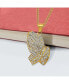 ფოტო #2 პროდუქტის Yellow IP-plated Crystal Praying Hands Pendant Curb Chain