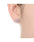 Фото #2 товара Sterling Silver with Rhodium Plated Clear Baguette and Round Cubic Zirconia Heart Stud Earrings