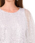 Petite Sequin-Mesh Blouson-Sleeve Banded-Hem Top