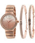 ფოტო #1 პროდუქტის Women's 3 Piece Rose Gold-Tone Strap Watch and Bracelet Set