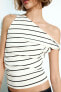 Gathered ribbed asymmetric top