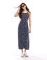 Фото #1 товара Miss Selfridge strappy scoop neck midaxi slip sundress in blue ditsy