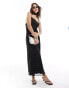 Фото #2 товара Bershka cowl neck tie back maxi dress in black polka dot