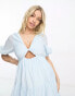 Фото #3 товара ASOS DESIGN Maternity tiered voile mini dress with twist front detail in baby blue