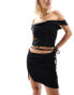 Фото #3 товара Kyo The Brand side split tie waist mini skirt co-ord in black