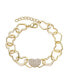 ფოტო #1 პროდუქტის Gigi Girl Kid's/Young Teens 14k Yellow Gold Plated with Cubic Zirconia Pave Heart Charm Link Chain Bracelet - Adjustable w/ Extension Chain