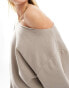 Фото #4 товара ASOS DESIGN off shoulder oversized sweatshirt in mink