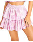 Loveshackfancy Ruffle Linen-Blend Mini Skirt Women's Pink L