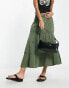 COLLUSION twill panelled maxi skirt in washed khaki