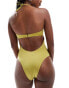 Фото #3 товара Free Society ring front cut out bandeau swimsuit in high shine pesto