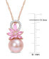 ფოტო #4 პროდუქტის Pink Cultured Freshwater Pearl (9-1/2mm), Pink Sapphire (7/8 ct. t.w.) & Diamond (1/20 ct. t.w.) 17" Pendant Necklace in 14k Rose Gold (Also in White Cultured Freshwater Pearl & Aquamarine)