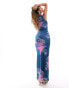 Фото #3 товара ASOS DESIGN mesh keyhole maxi dress in blue floral print