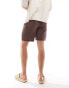 ASOS DESIGN pleated linen shorts in brown