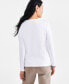 Фото #2 товара Petite Scoop-Neck Long-Sleeve Cotton Top, Created for Macy's