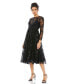 ფოტო #1 პროდუქტის Women's Embellished Illusion Long Sleeve Midi Dress