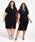 Фото #5 товара Trendy Plus Size Tie-Front Ruched Shirtdress