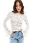 ASOS DESIGN slash neck lace top with bow detail in ivory