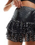 Miss Selfridge sparkly ruffle detail skirt in black