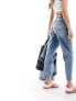 Tommy Jeans ultra high rise tapered mom jeans with knee rips in light wash