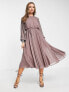 Фото #1 товара ASOS DESIGN midi dress with linear yoke embellishment in mauve