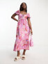 Miss Selfridge lace up patchwork maxi dress in pink