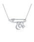 Фото #1 товара Support Symbol CZ Accent Moon Heart Star Charms Sideways Celestial Safety Pin Necklace Pendant For Women Teen .925 Sterling Silver