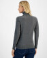 ფოტო #2 პროდუქტის Women's Cotton Solid Button Cuff Turtleneck Sweater