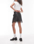 Фото #4 товара Topshop faux leather lace insert mini skirt in black