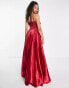 Little Mistress Tall pleated maxi dress in autumn red