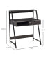 Фото #2 товара Computer Writing Desk for Small Space w/ Drawer, Storage Shelves, Grey