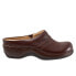 Softwalk Amber S2218-210 Womens Brown Narrow Leather Clog Sandals Shoes