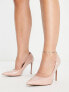 ASOS DESIGN Wide Fit Penza pointed high heeled court shoes in beige