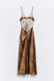 Фото #6 товара Атласное платье-комбинация миди ZARA