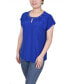 Petite Grommet Neck Knit Short Extended Sleeve Top