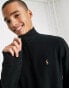 Polo Ralph Lauren icon logo double knit half zip sweatshirt in black