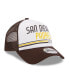 Фото #4 товара Men's White, Brown San Diego Padres Stacked A-Frame Trucker 9FORTY Adjustable Hat