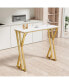 47" Modern Highbar Table With Golden Double Pedestal