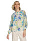 Фото #1 товара Women's Floral-Print Gathered Cold-Shoulder Blouse