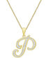 Фото #5 товара Macy's diamond Accent Script 18" Initial Pendant Necklace in Silver Plate, Gold Plate & Rose Gold Plate