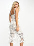 Фото #3 товара Lipsy cutwork lace midi dress with fluted hem in white