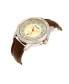 ფოტო #2 პროდუქტის Men's Watch, 46MM Silver Colored Case with Embossed Arabic Numerals on Bezel, Ivory Sunray Dial, Silver Index Markers, Analog, Brown Strap