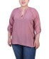 ფოტო #1 პროდუქტის Plus Size Raglan Sleeve Split Neck Blouse