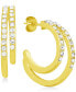 Crystal Double Small Hoop Earrings in Gold-Plate, 1"
