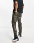 Bershka PU wide fit trousers in khaki