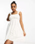 Фото #2 товара Abercrombie & Fitch puff strap babydoll dress in white