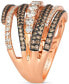 ფოტო #3 პროდუქტის Chocolate Diamond & Nude Diamond Multirow Statement Ring (1-1/2 ct. t.w.) in 14k Rose Gold